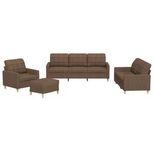 vidaXL 4-dijelni set sofa s jastucima smeđi od tkanine