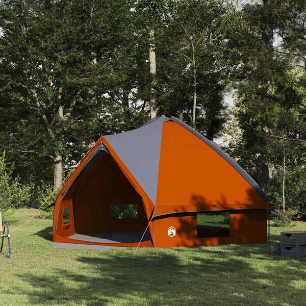 vidaXL Teepee šator s krovom Siva i narančasta 490 x 410 x 210 cm