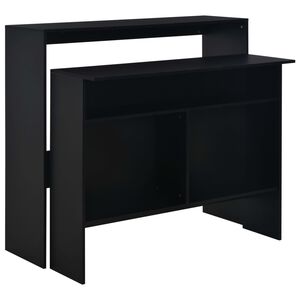 vidaXL Barski stol s 2 stolne ploče crni 130 x 40 x 120 cm