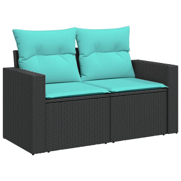 vidaXL 9-dijelni set vrtnih sofa od poliratana s jastucima crni