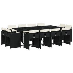 vidaXL 13-dijelni vrtni blagovaonski set s jastucima poliratan crni