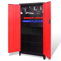 vidaXL Ormar za alat s kutijom čelični 90 x 40 x 180 cm crveno-crni
