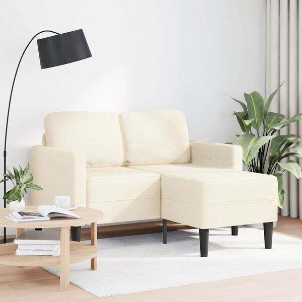 vidaXL Sofa 2-sjed s ležaljkom u obliku slova L krem 125 cm lan