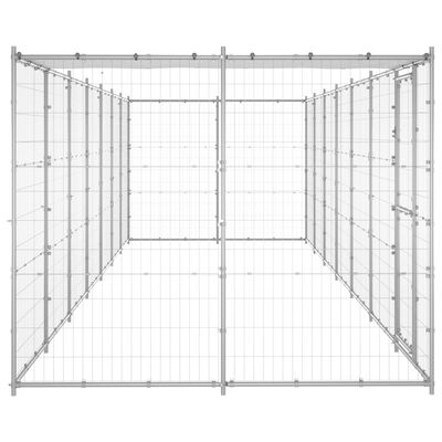 vidaXL Vanjski kavez za pse od pocinčanog čelika s krovom 16,94 m²