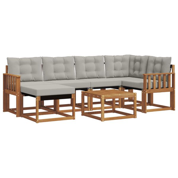 vidaXL Set vanjskih sofa s jastukom 7 pcs Prirodna i svijetlo siva