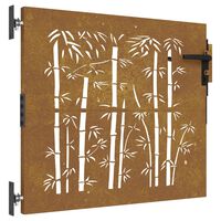 vidaXL Vrtna vrata 85x100 cm od čelika COR-TEN s uzorkom bambusa
