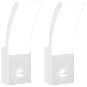 vidaXL Vanjske LED zidne svjetiljke sa senzorima 2 kom bijele aluminij