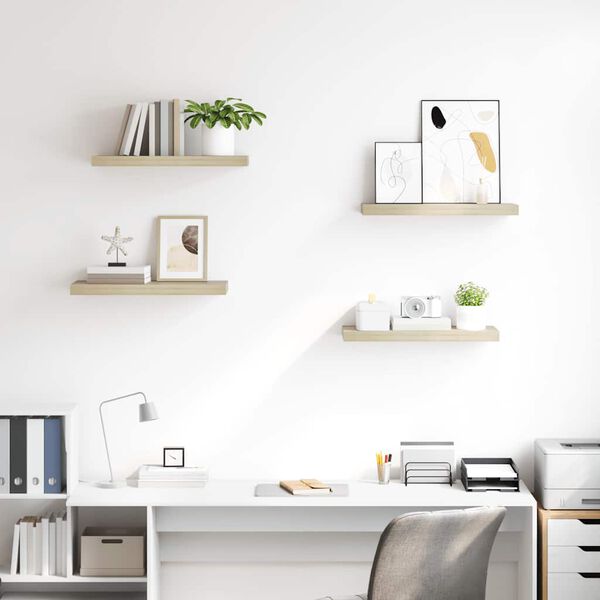 vidaXL Plutajuće zidne police 4 kom boja hrasta 60 x 23,5 x 3,8 cm MDF