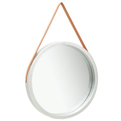 vidaXL Zidno ogledalo s trakom 60 cm srebrno