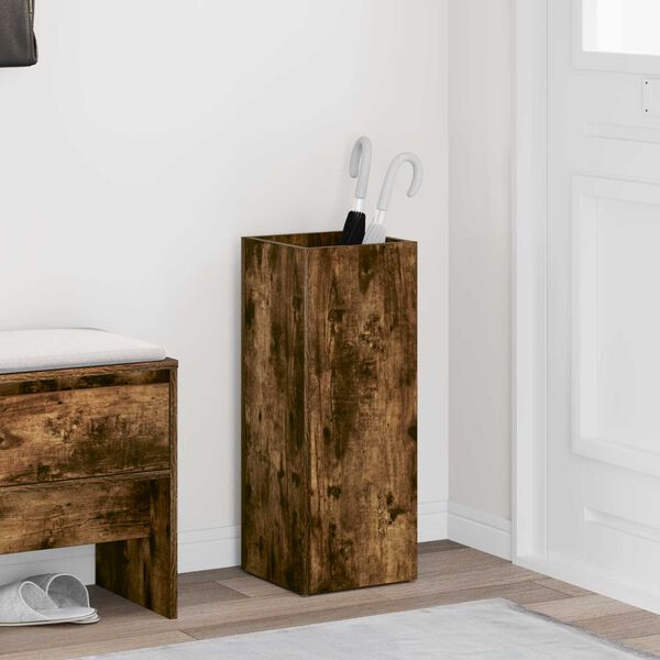 vidaXL Stalak za ki&scaron;obran s pohranom Dimljeni hrast 25 x 24,5 x 64 cm