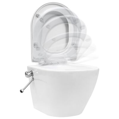 vidaXL Zidna toaletna školjka bez ruba s bideom keramička bijela