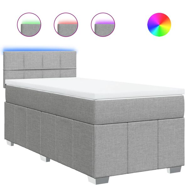 vidaXL Okvir kreveta s oprugama i madrac svjetlosivi 90x200cm tkanina