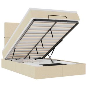 vidaXL Otomanski okvir kreveta s madracem krem 120x200cm od tkanine