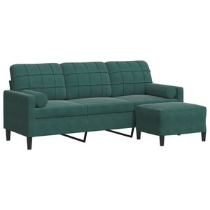 vidaXL Trosjed s tabureom tamnozeleni 180 cm bar&scaron;unasti