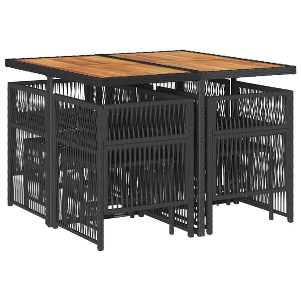 vidaXL 9-dijelni vrtni blagovaonski set s jastucima crni od poliratana