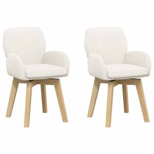 vidaXL Okretne blagovaonske stolice 2 pcs Boucl&eacute; Krem 54 x 58 x 87 cm
