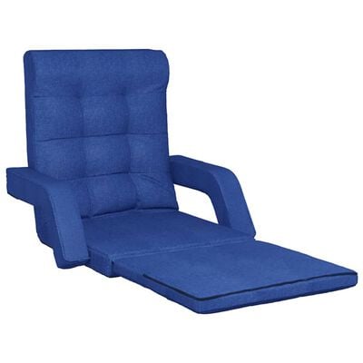 vidaXL Sklopiva podna stolica s funkcijom kreveta plava od tkanine