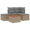 vidaXL 5-dijelni vrtni set sofa s jastucima bež od poliratana