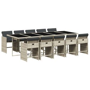 vidaXL 11-dijelni vrtni blagovaonski set s jastucima svijetlosivi