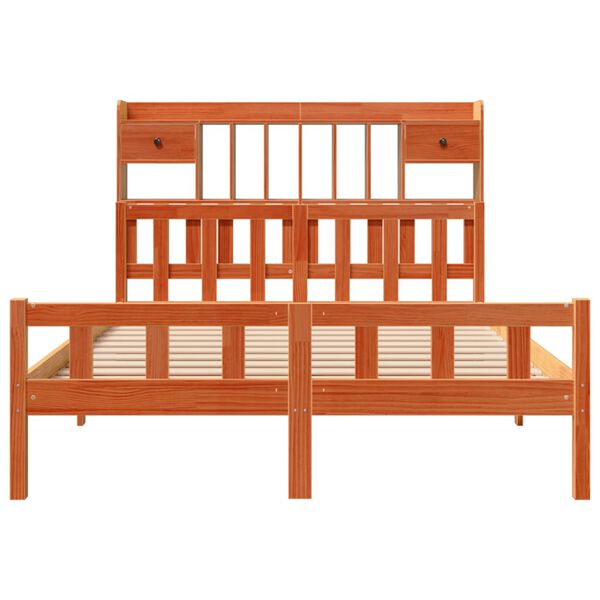 vidaXL Krevet s regalom za knjige bez madraca 160x200 cm od borovine