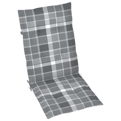 vidaXL Vrtne stolice sa sivim kariranim jastucima 2 kom od tikovine