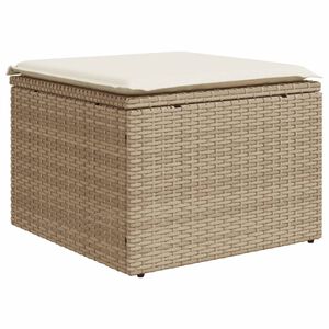 vidaXL Vrtni tabure s jastukom bež 55 x 55 x 37 cm od poliratana