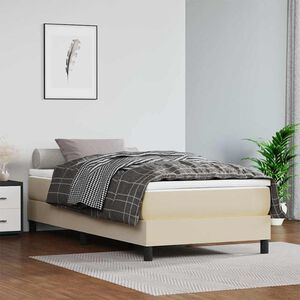 vidaXL Madrac s džepičastim oprugama srednje tvrdoće krem 90x200x20 cm od umjetne kože