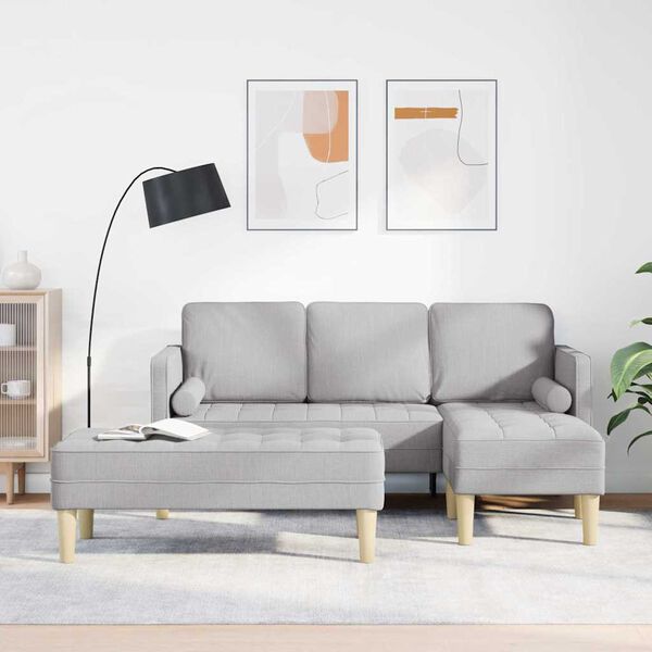 vidaXL Set sofe s jastukom 2 pcs Oblačnosiva Poliester