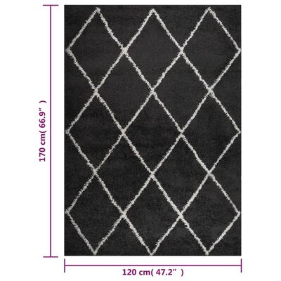 vidaXL Čupavi tepih s visokim vlaknima krem i antracit 120x170 cm