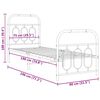 vidaXL Metalni okvir kreveta uzglavlje i podnožje bijeli 75x190 cm
