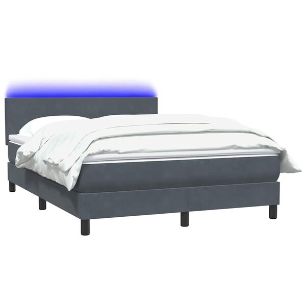 vidaXL Box Spring krevet s madracem i LED tamnosivi 140x210 cm bar&scaron;unasti