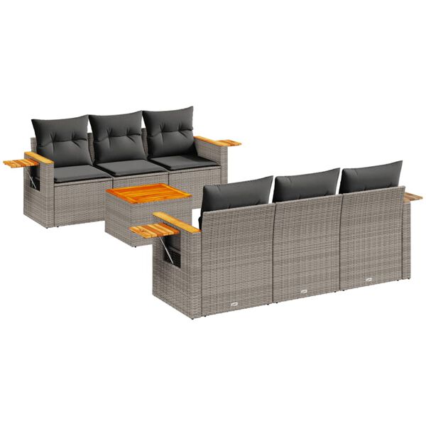 vidaXL 7-dijelni set vrtnih sofa sivi od poliratana