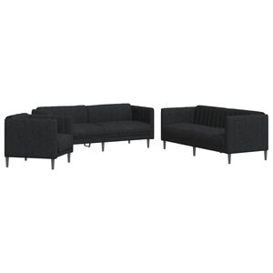 vidaXL 3-dijelni set sofa crni od tkanine