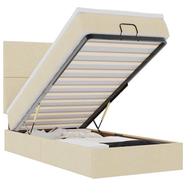 vidaXL Otomanski okvir kreveta s madraca krem 90x190cm od tkanine