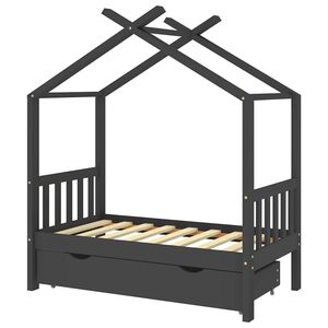 vidaXL Okvir za dječji krevet s ladicom tamno sivi masivni borov drvo 70x140 cm