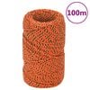 vidaXL Brodski konop narančasti 2 mm 100 m od polipropilena