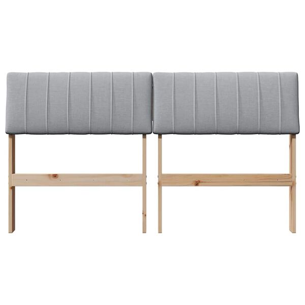 vidaXL Tapecirani uzglavlje Svijetlo siva 135 cm Čvrsto borovo drvo