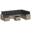vidaXL 9-dijelni set vrtnih sofa od poliratana s jastucima svjetlosivi