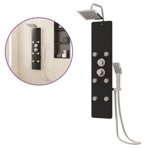 vidaXL Panel za tuširanje od stakla 25 x 47,5 x 130 cm crni