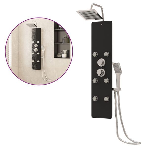 vidaXL Panel za tuširanje od stakla 25 x 47,5 x 130 cm crni