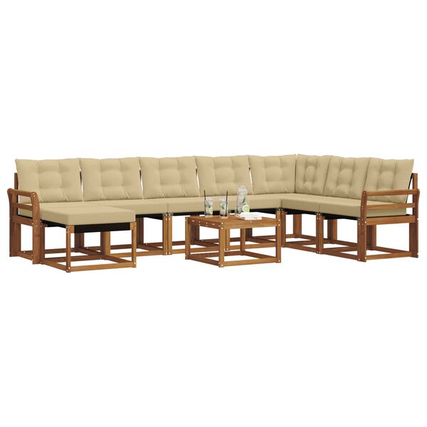 vidaXL Set vanjskih sofa s jastukom 9 pcs Prirodna i bež