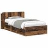 vidaXL Okvir kreveta s pohranom s uzglavljem Staro drvo 75 x 190 cm