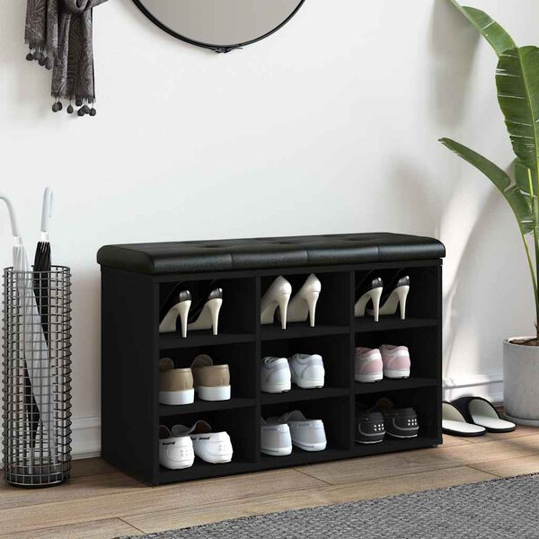 vidaXL Klupa za cipele crna 82 x 32 x 50 cm od konstruiranog drva