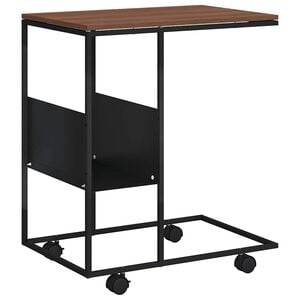 vidaXL Bočni stolić s kotačima crni 55x36x63,5 cm konstruirano drvo