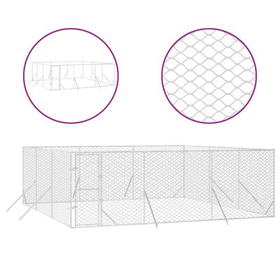 vidaXL Vanjski kavez za pse srebrni 6 x 6 x 2 m od pocinčanog čelika