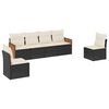 vidaXL 6-dijelni set vrtnih sofa s jastucima crni od poliratana