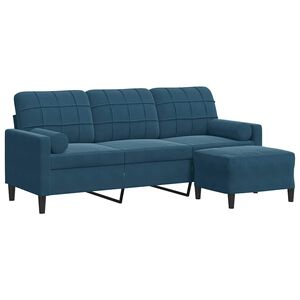 vidaXL Trosjed s tabureom plavi 180 cm bar&scaron;unasti