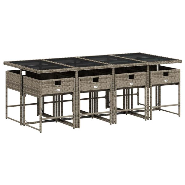 vidaXL 9-dijelni vrtni blagovaonski set sivi od poliratana