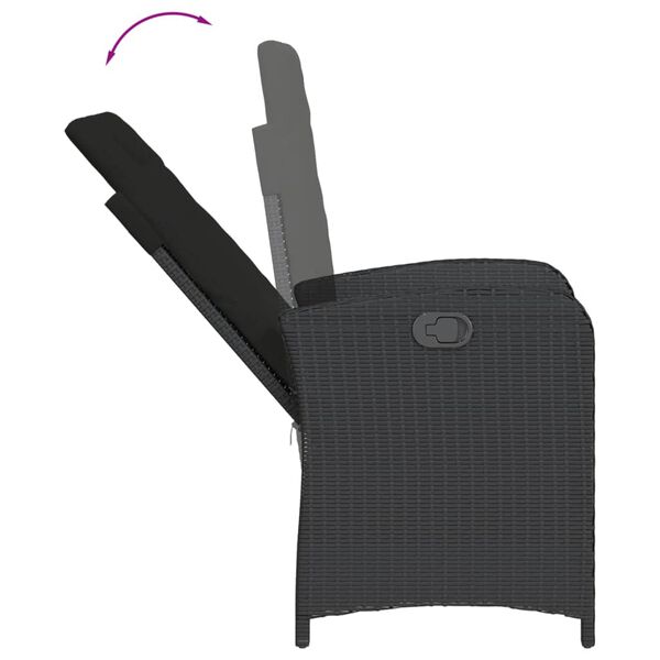 vidaXL 5-dijelni vrtni blagovaonski set s jastucima od poliratana crni