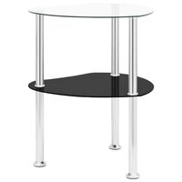 vidaXL Bočni stolić s 2 razine prozirni i crni 38x38x50 cm stakleni